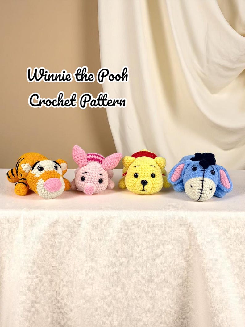 Winnie the Pooh Crochet Pattern PDF: Amigurumi Keychain Set (digital ...