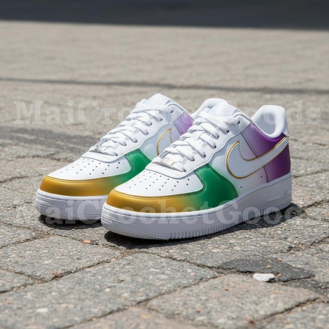 Custom Af1 Color Hand-painted Gradient Air Force 1 Sneakers, Custom Color Block AF1 ...