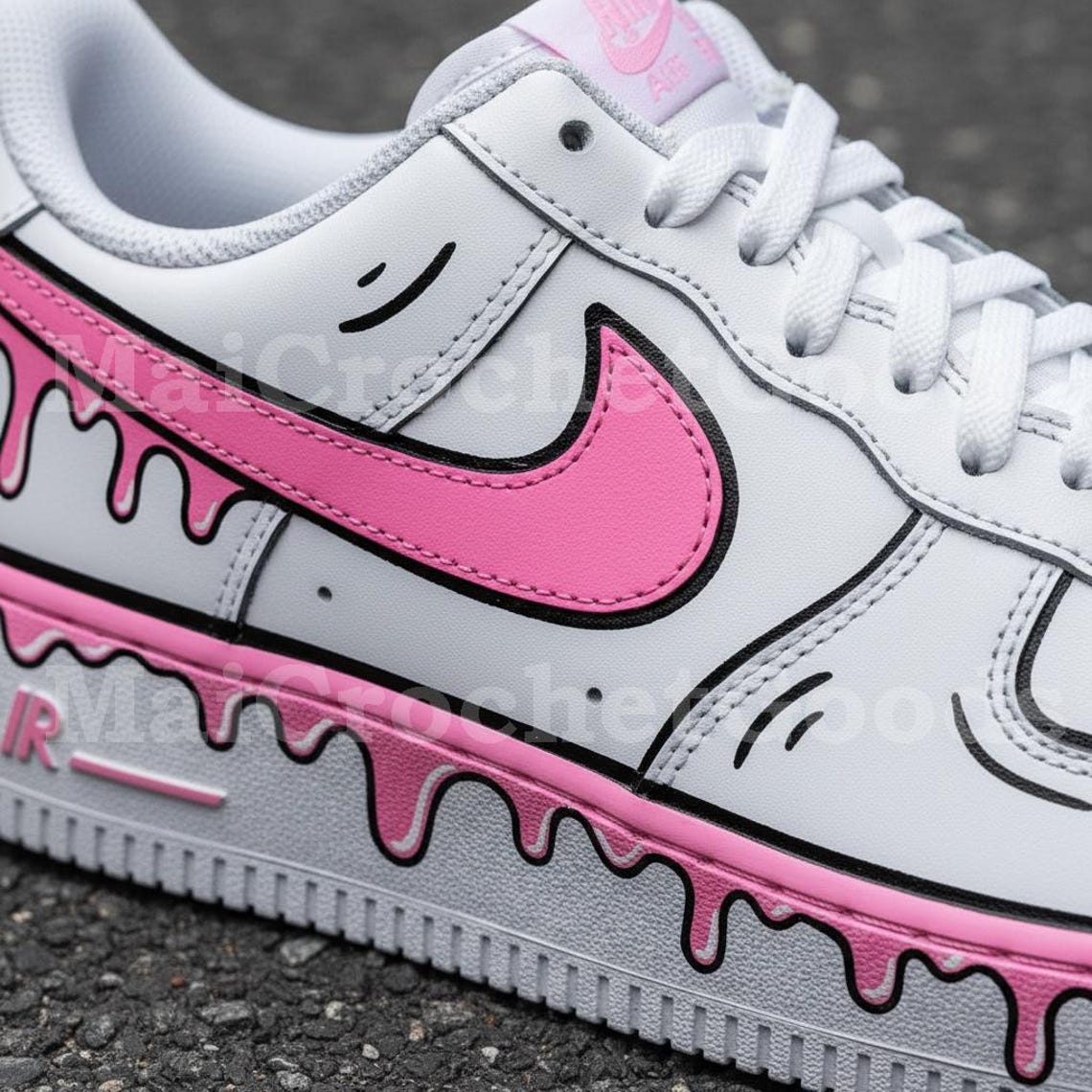 Pink Drip Custom AF1, Hand Painted Air Force One White, Sweet ...