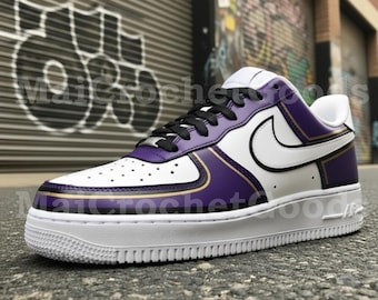 Hand-Painted AF1 Sneakers | Purple & Gold Custom Colorway