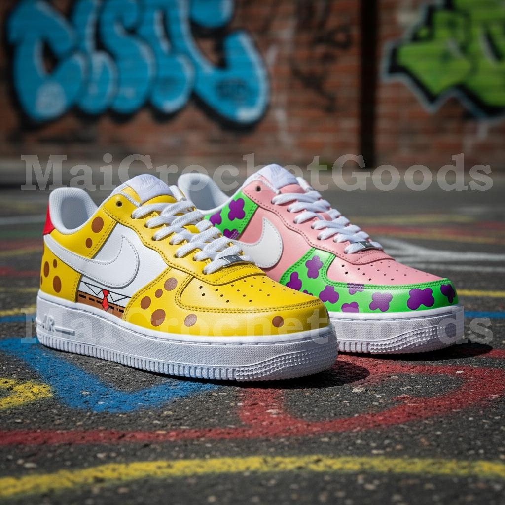 spongebob black air forces