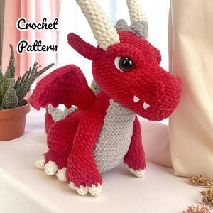 Fire Dragon Crochet Pattern PDF, Amigurumi Flame Dragon Plush, Cute Fantasy Creature, Beginner Friendly Dragon Crochet Pattern