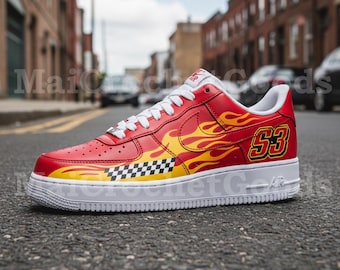 Hand-Painted Racing Flames AF1 | Custom Hot Rod Sneakers