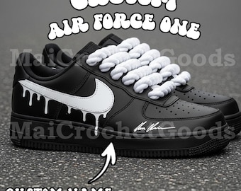 Zapatillas Air Force 1 personalizadas pintadas a mano con efecto goteo, zapatos con nombre personalizado