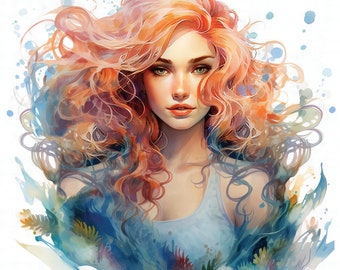 Mermaid Art Print | Watercolor | Ocean Fairy Tale | Wall Decor | Beach Decor | Sea Princess | Ocean Fantasy Illustration