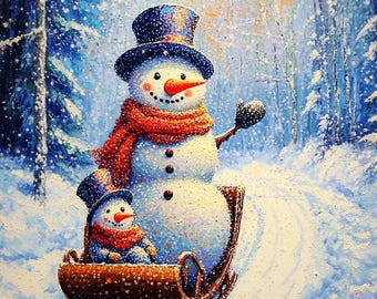 Christmas Digital Download   Snowman, Christmas card, stickers, wall art, High Quality Print