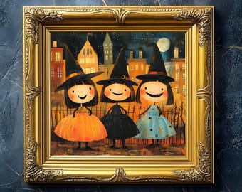 Cute Witch Wall Art | Whimsical Halloween Print | Magical Decor for Witch Lovers