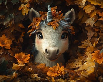 Fall Unicorn, wall art, banner, clip art, stickers, fall banner