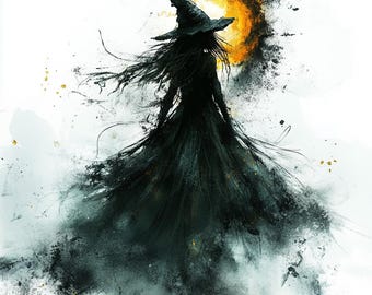 Witch Art Print | Magical Halloween Wall Decor | Witchy Illustration for Home