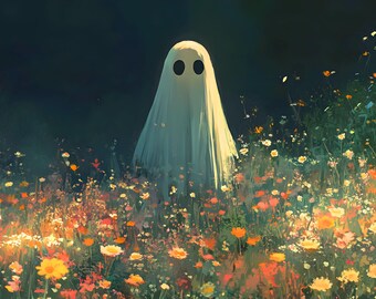 Halloween print, ghost, print, digital download, card, high quality resolution, 300 DPI