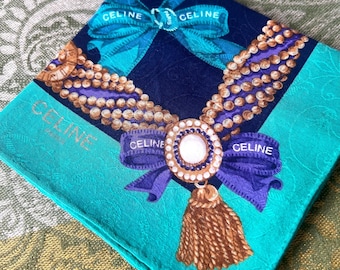 Vintage Celine Cotton Scarf 53x52cm | 100% Cotton   | Handkerchief