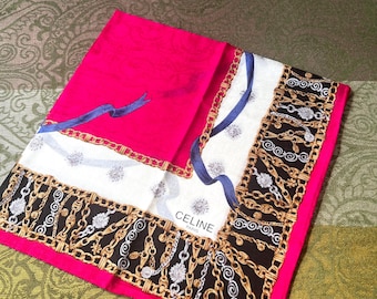 Vintage Celine Cotton Scarf 53x52cm | 100% Cotton   | Handkerchief