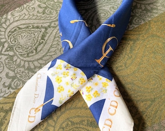 Vintage Christian Dior Cotton Scarf 52x52cm | 100% Cotton   | Handkerchief