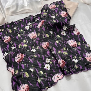 Rare Vintage Anna Sui Scarf | Purple Floral Cotton Wrap 58×60cm | Dreamy Boho Fairycore Style | One of a Kind