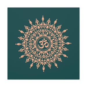 Sacred Om Teal Mandala Wall Art | Sacred Geometry Canvas | Spiritual Decor for Home, Meditation, Yoga Studio | Mindful Gift | ColorCosmo