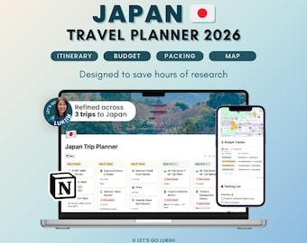 2-Wochen Japan Reiseplaner & Reiseplaner 2026 - Anpassbare Notion Reisevorlage (digitaler Download)