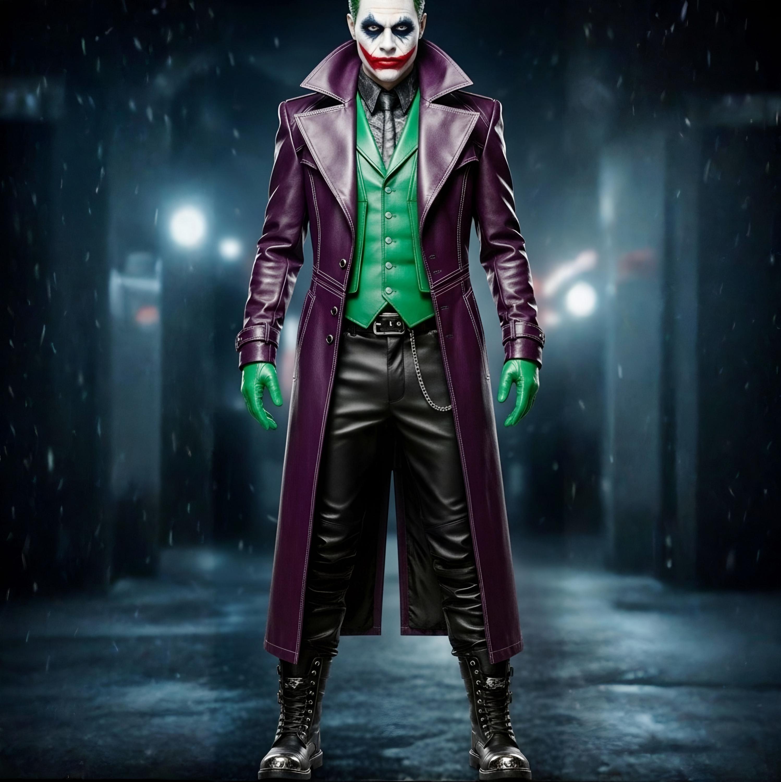 Genuine Leather Joker Costume: Purple Trench Coat, Green Vest - Etsy