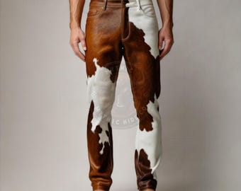 Handgefertigte Rindslederhose: Herren Western Rodeo Hose
