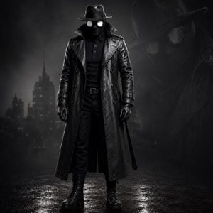 Zestaw płaszcz i kapelusz Spider-Man Noir | Czarny skórzany płaszcz typu trench fedora | Into The Spider Verse Cosplay | Kostium detektywa Noir na Halloween dla mężczyzn zdjęcie 1
