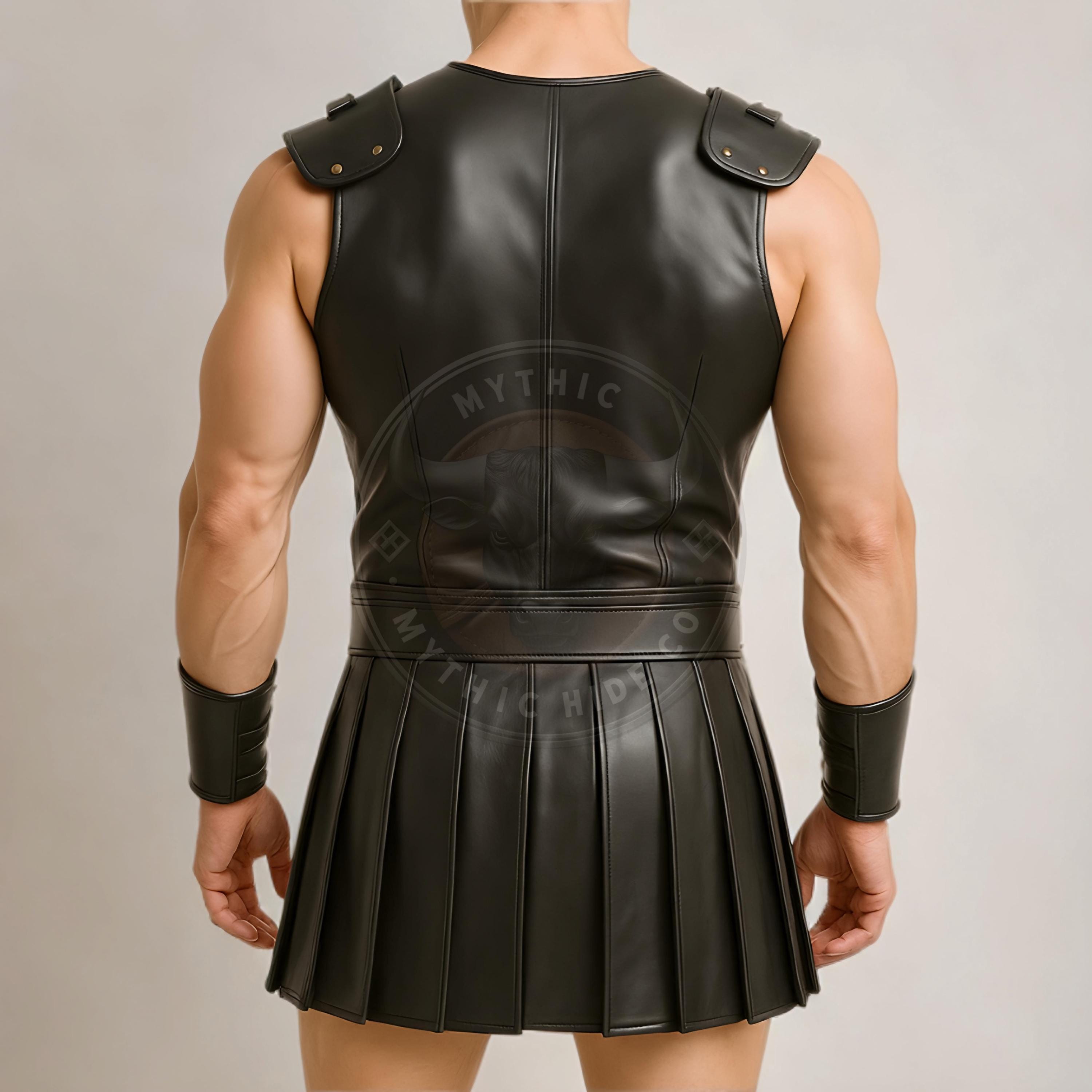 レア✰海外人気作家様　ハンドメイドアウトフィット　バタフライ　コスチュームセット ハンドメイドの黒革製グラディエーターコスチューム：スパルタ戦士の鎧