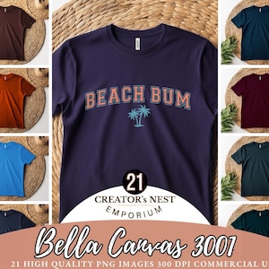 Bella Canvas 3001 Mockup Bundle | 21 Colors | Bella and Canvas T-shirt Mockup Bundle | Boho Flat lay T-shirt Mockups | Prin On Demand |CNE03