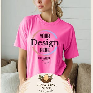 Shirt Mockup - Comfort Color Mockup - Comfort Colors Mockup Neon Pink - Preppy Mockup- Mockup - Spring Mockup - Minimal Aesthetic Mockup