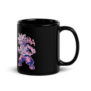 90s Anime Warrior Coffee Mug – Spiky-Haired Hero, Retro Streetwear Vibes, Pastel Comic Style