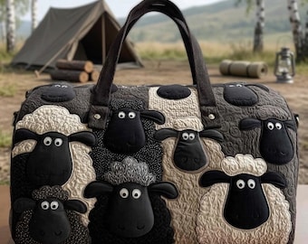 Torba podróżna pikowana Sheep Haven: Uroczy prezent weekendowy dla niej, Torba podróżna Sheep Haven, Najlepsze torby podróżne dla kobiet.