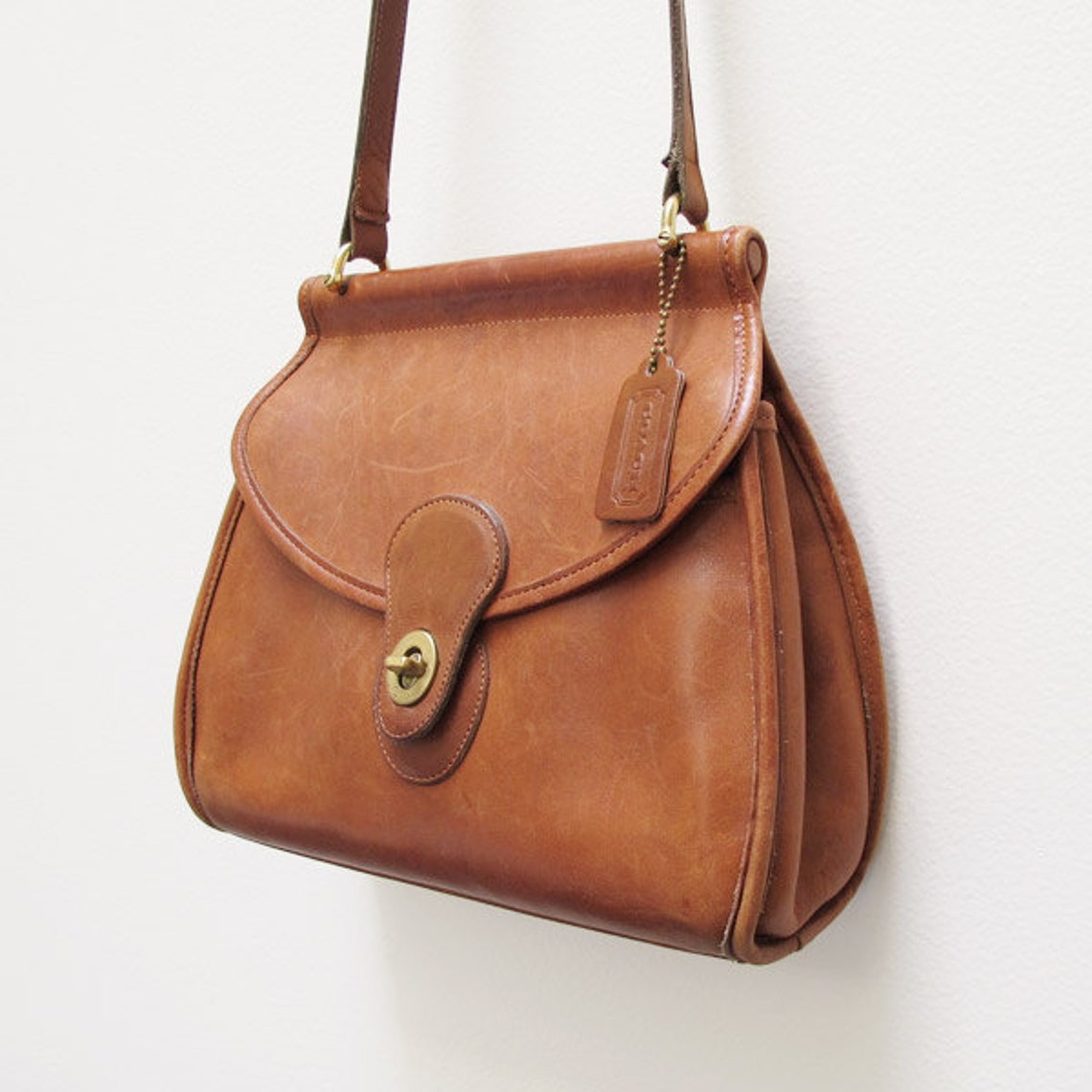 Vintage Tan Leather Coach Logan Bag Purse Made in USA Etsy