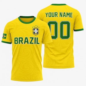 Yellow Brazil Soccer Jersey - Custom Name & Number National Team Shirt