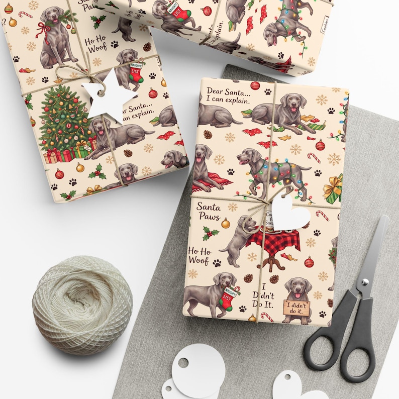 Paper Pattern Size Weimaraner Christmas Wrapping Paper, Dog Gift Wrap Roll in 3 Sizes - Etsy