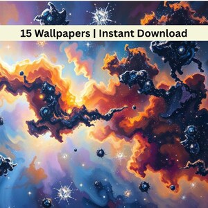 Cosmic Nebula Desktop Wallpaper Pack | 15 Space-Themed Digital Backgrounds | Instant Download