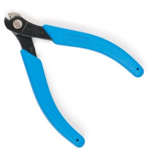 May include: Blue handled wire cutters with black blades. The cutters have a small hole in each handle.