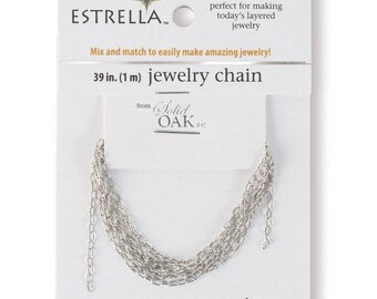 Estrellaª-sieradenketting: kleine, langwerpige ovale schakels, zilverkleur