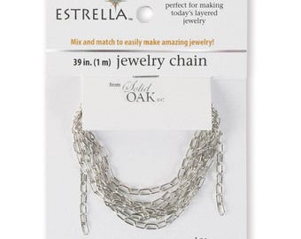 Estrellaª-sieradenketting: medium, langwerpige ovale schakels, zilverkleur