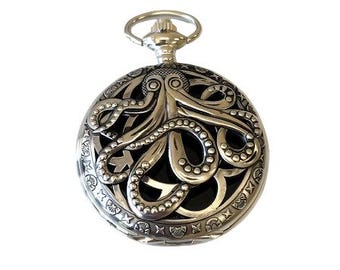 Horlogekasthanger met zwart glas - Octopus, kijkspiegel