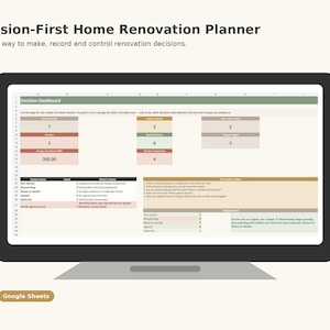 Home Renovation Planner Spreadsheet | Decision Tracker & Selection Log | Excel + Google Sheets