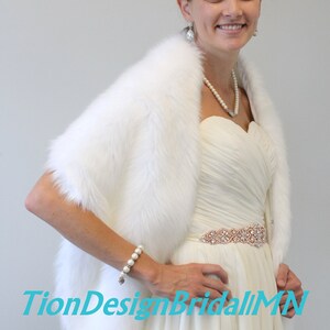 Pure White Faux Fur Stole, Bridal wrap, faux fur bridal shawl, faux fur shrug,  #900F-WHI