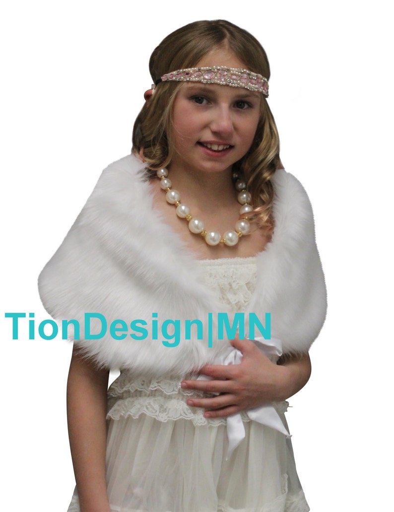 Faux fur shawl White Kid faux fur shrug for flower girls fur Etsy