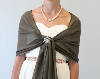 Bridal Shawl Wrap, Navy Green Wedding Stole - 7139CH-NGREEN