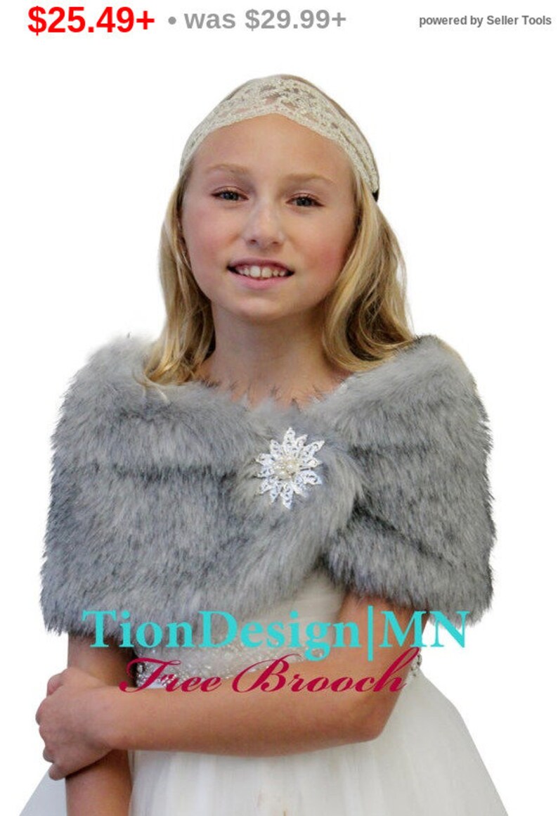 flower girl faux fur cape