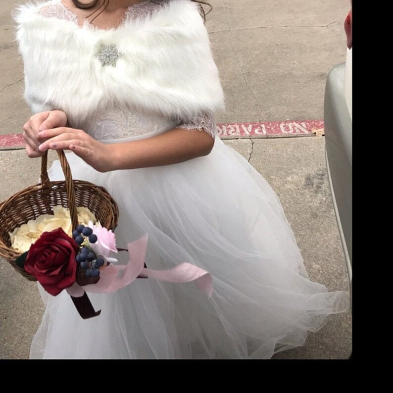 Bridal Wrap White Faux Fur Wrap Flower Girl Fur Shrug Faux Etsy