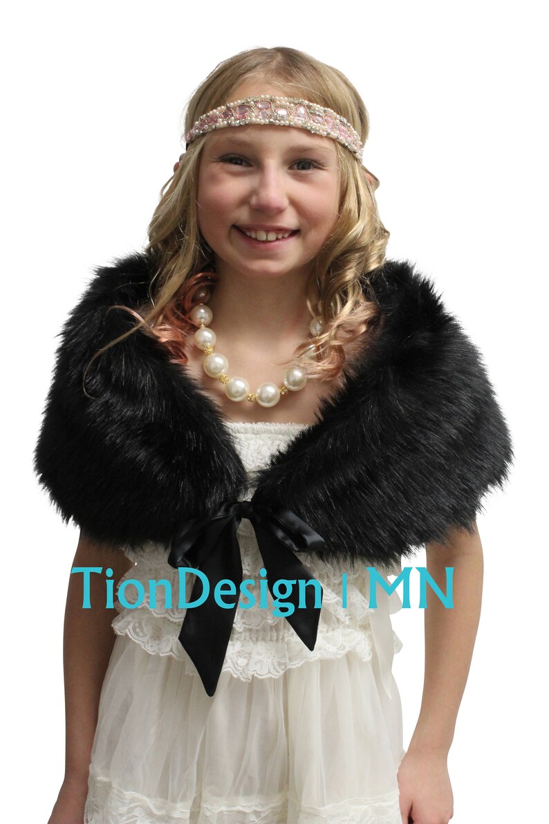 flower girl faux fur cape