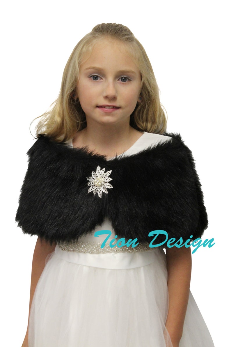 Black Faux Fur Wrap for Girl Kid Kid fur shrug faux fur | Etsy