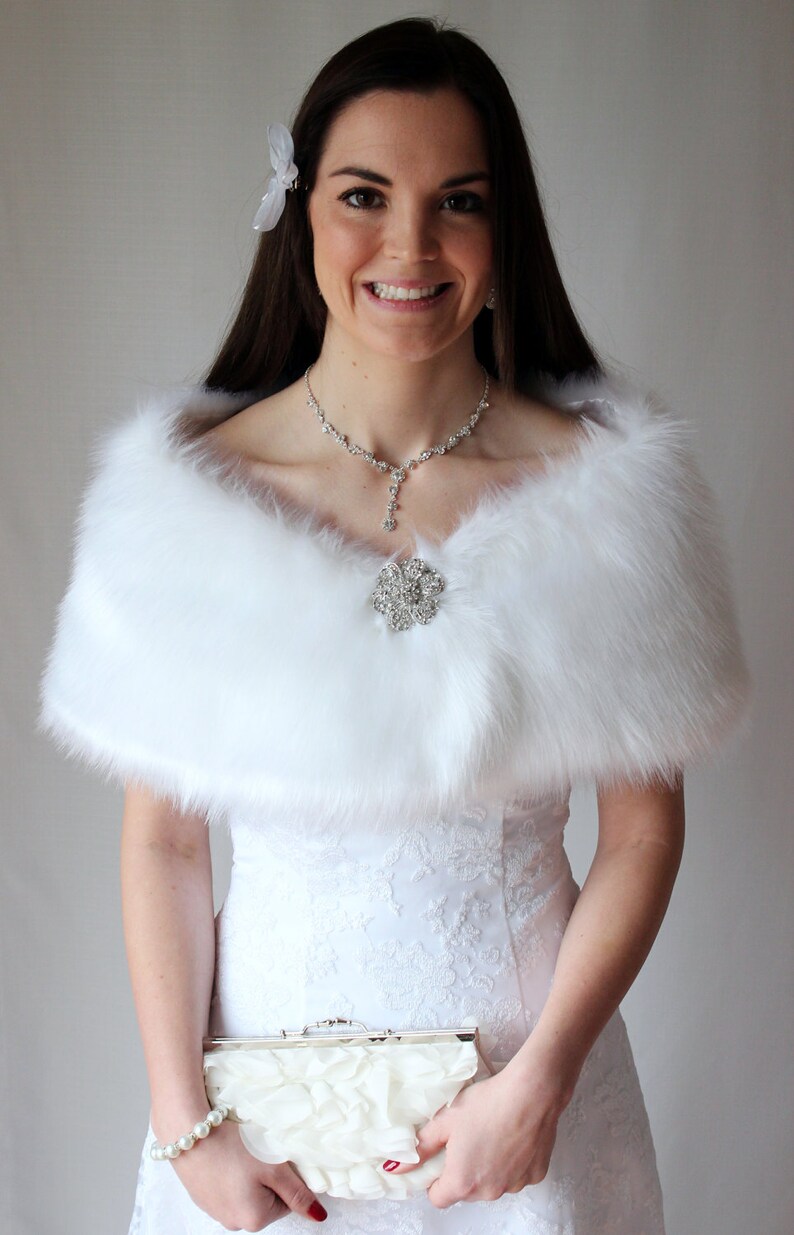 White faux fur bridal wrap wedding fur 