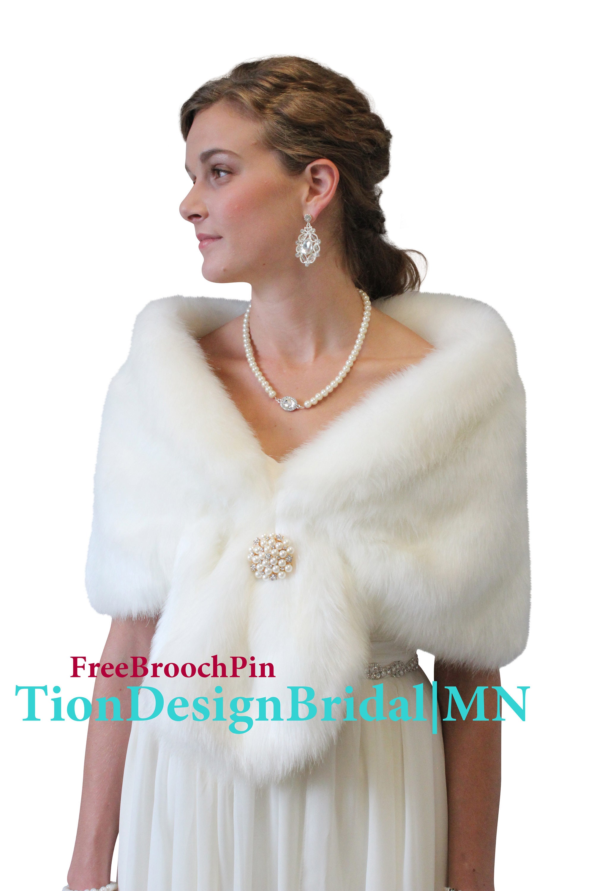 ivory faux fur shawl