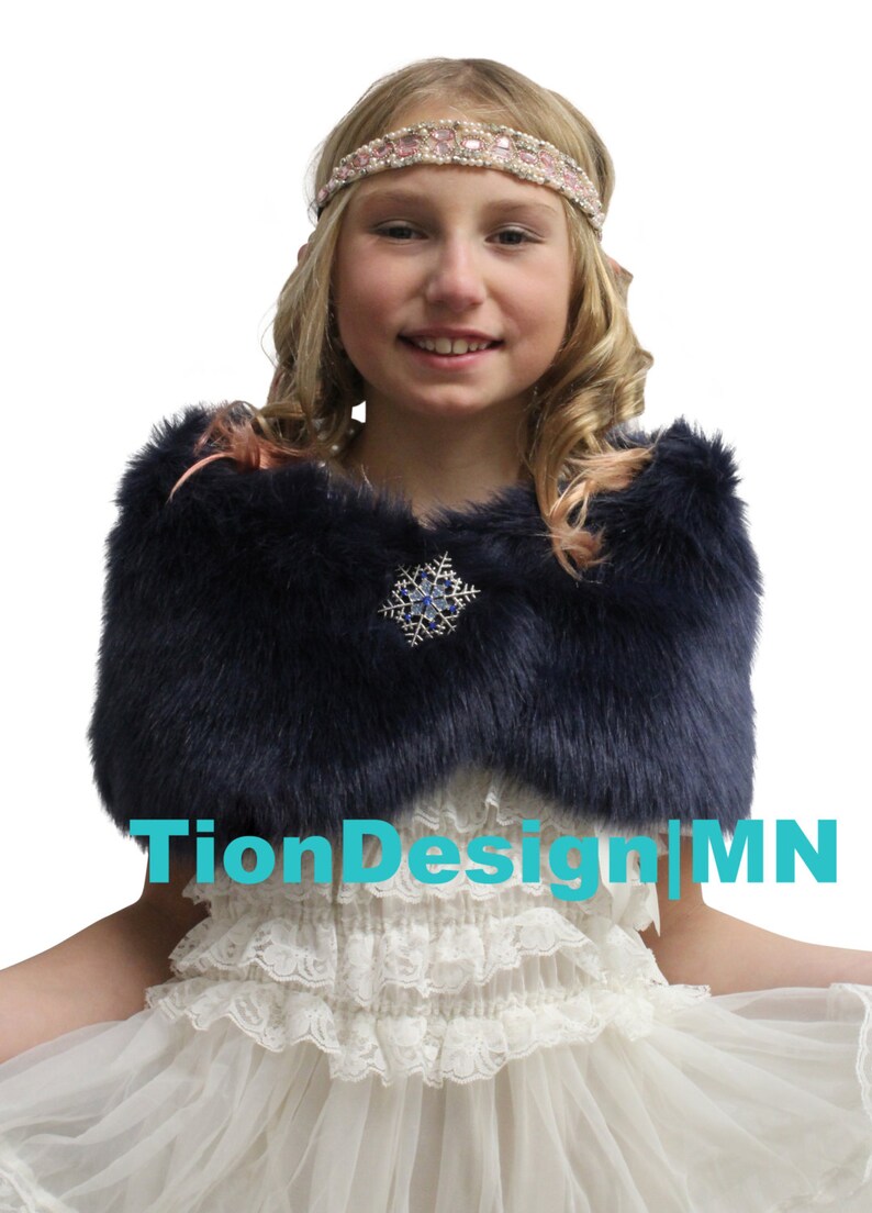 Bridal Wrap Girls Navy Blue Faux Fur Wrap Faux Fur Shrug 3 - Etsy