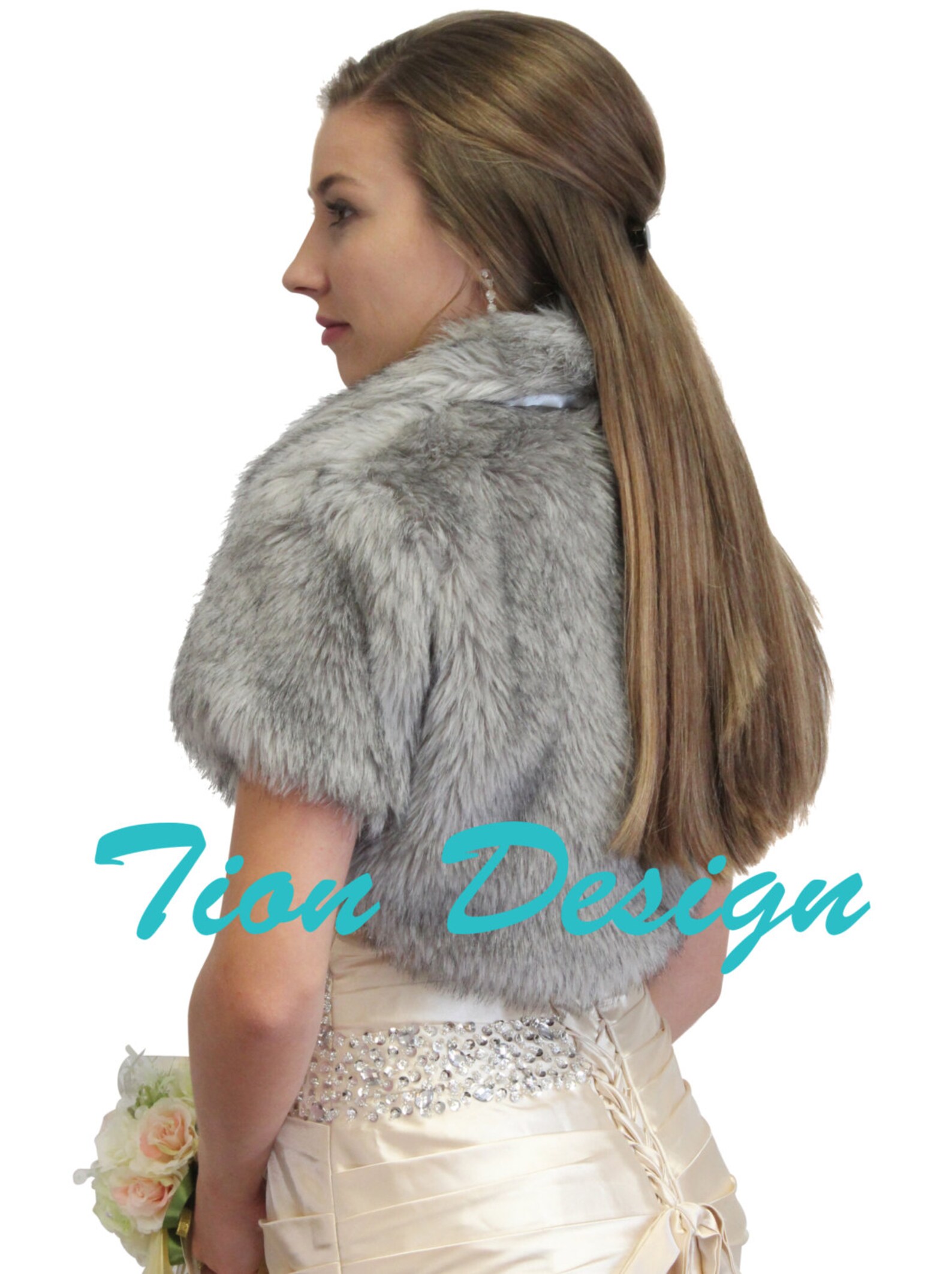 Bridal Bolero Silver Faux Fur Bolero Crop Jacket for Women Etsy Australia