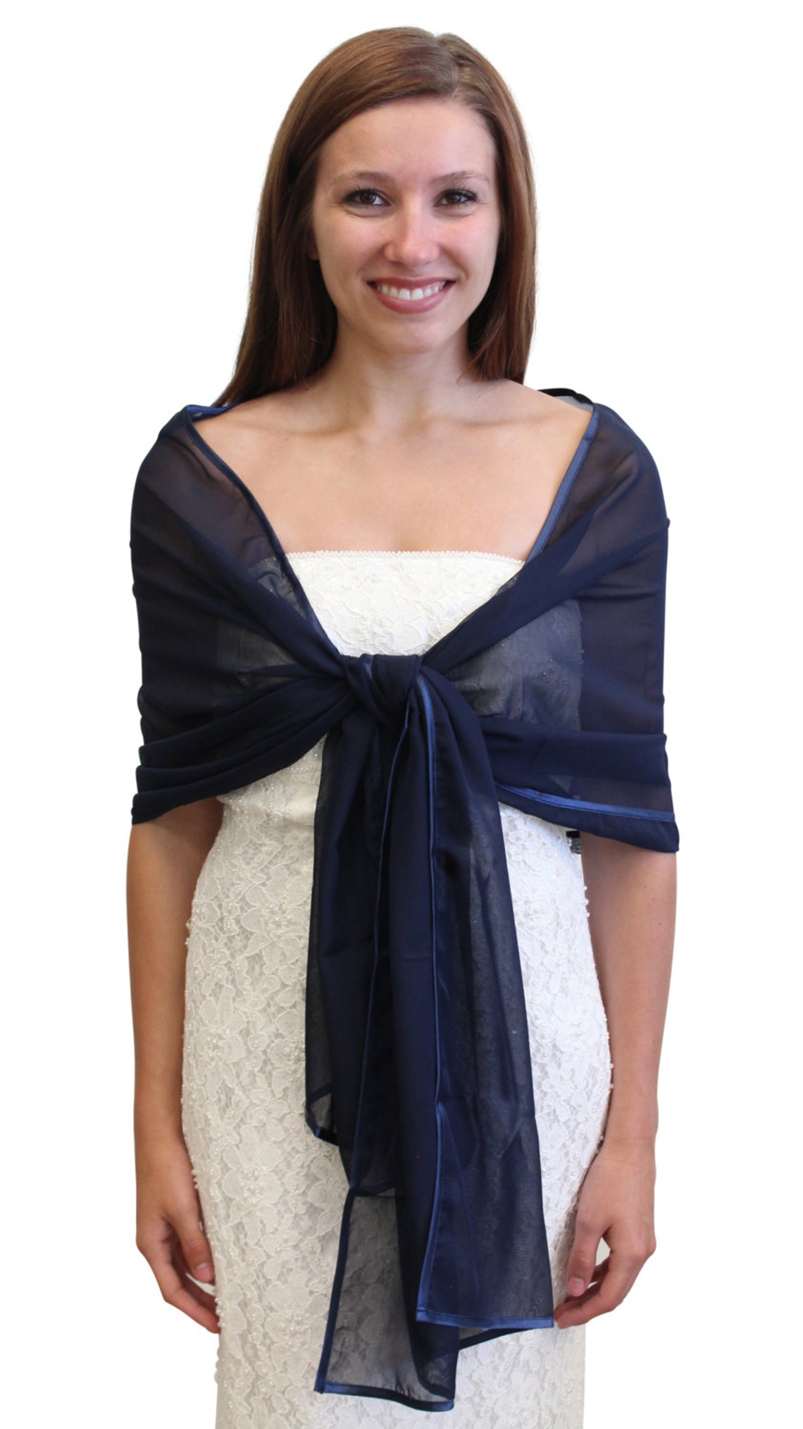 Bridal shawl wrap Navy Blue Chiffon Shawl Wedding Stole | Etsy
