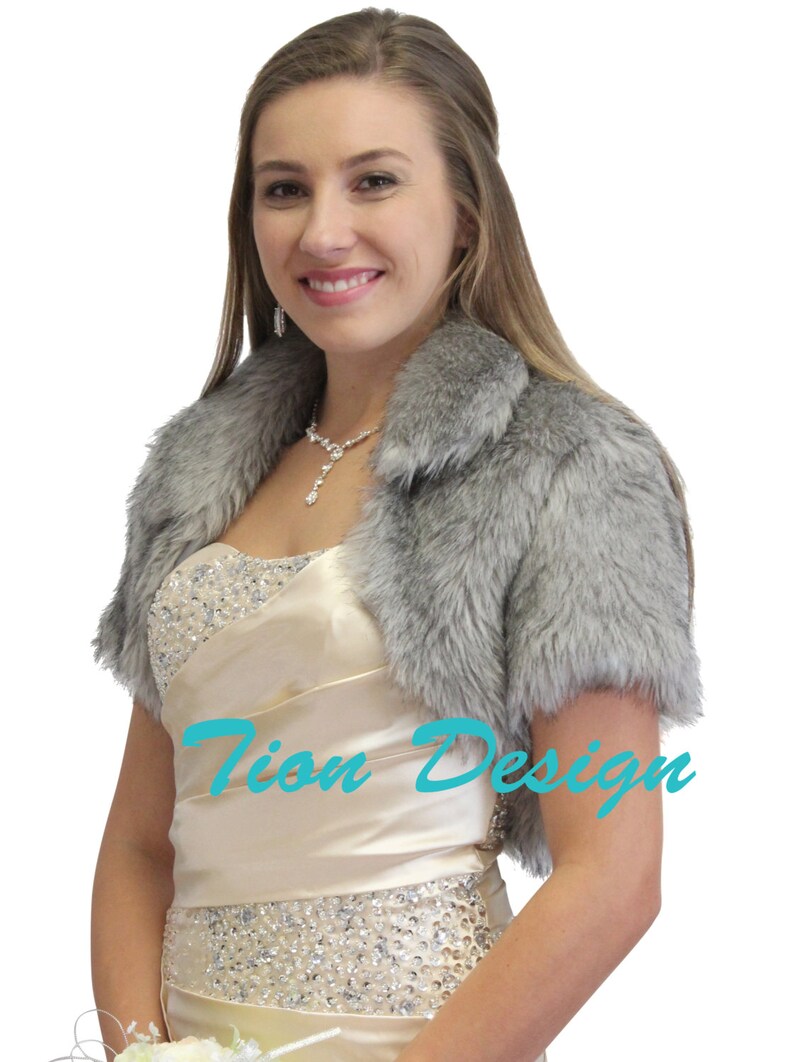 Faux Fur Bolero | Mist Cloud | Helen Moore main image 0